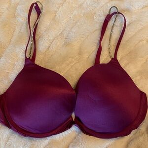 Victoria Secret Very Sexy Push Up with Rhinestone straps Plum color 36C